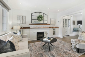 Professionally staged sitting area in Toronto house for sale